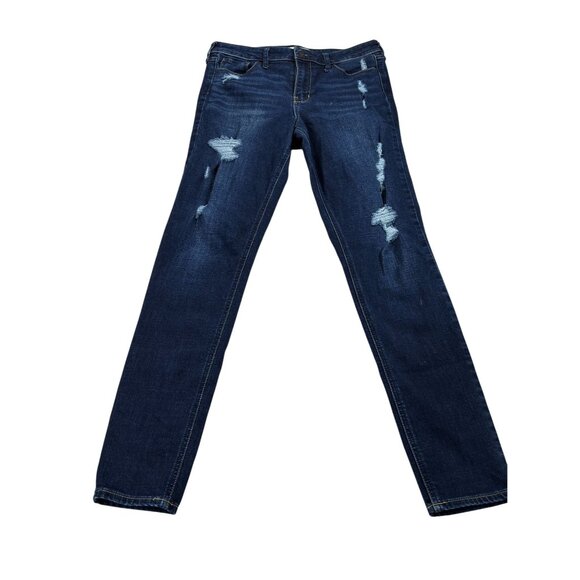 Hollister Womens Distressed Straight Leg Jeans Size 9 W29 Blue Denim - Picture 1 of 14